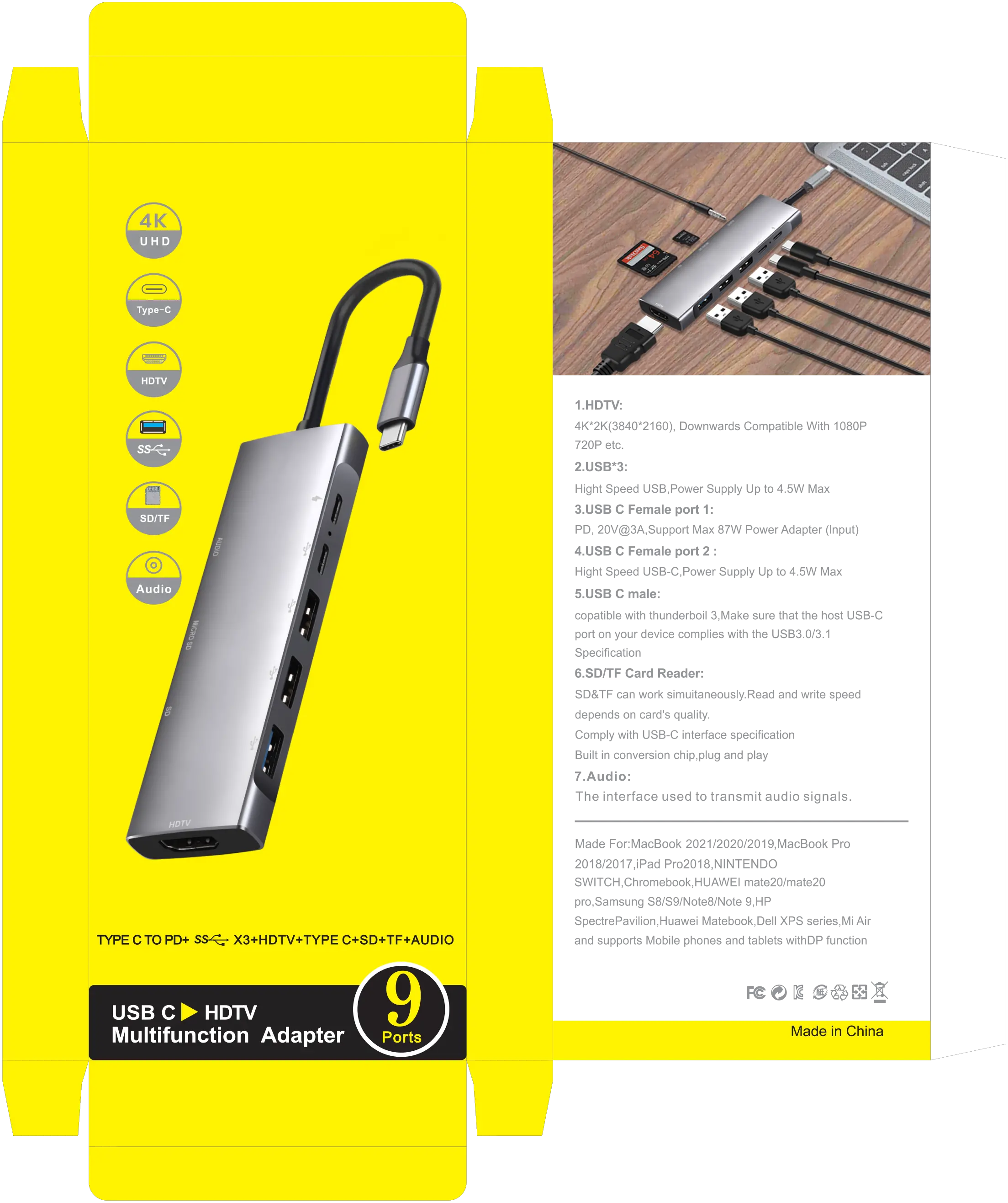 9 in 1 Type-C Hub Aluminum