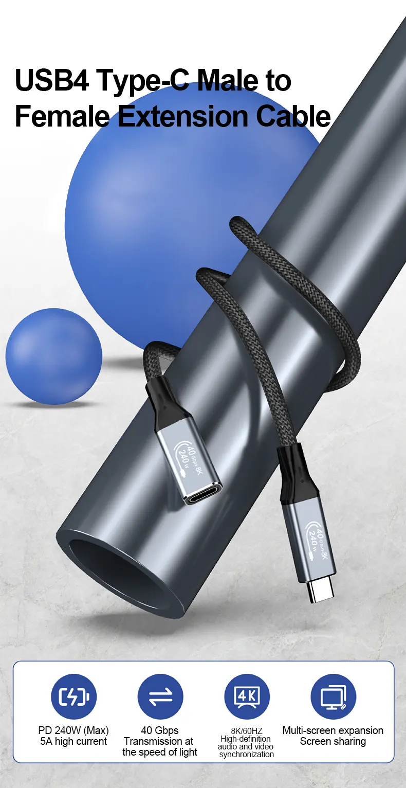 USB4 8K 240W C to C Fast Charging Cable (Male to Female)_1