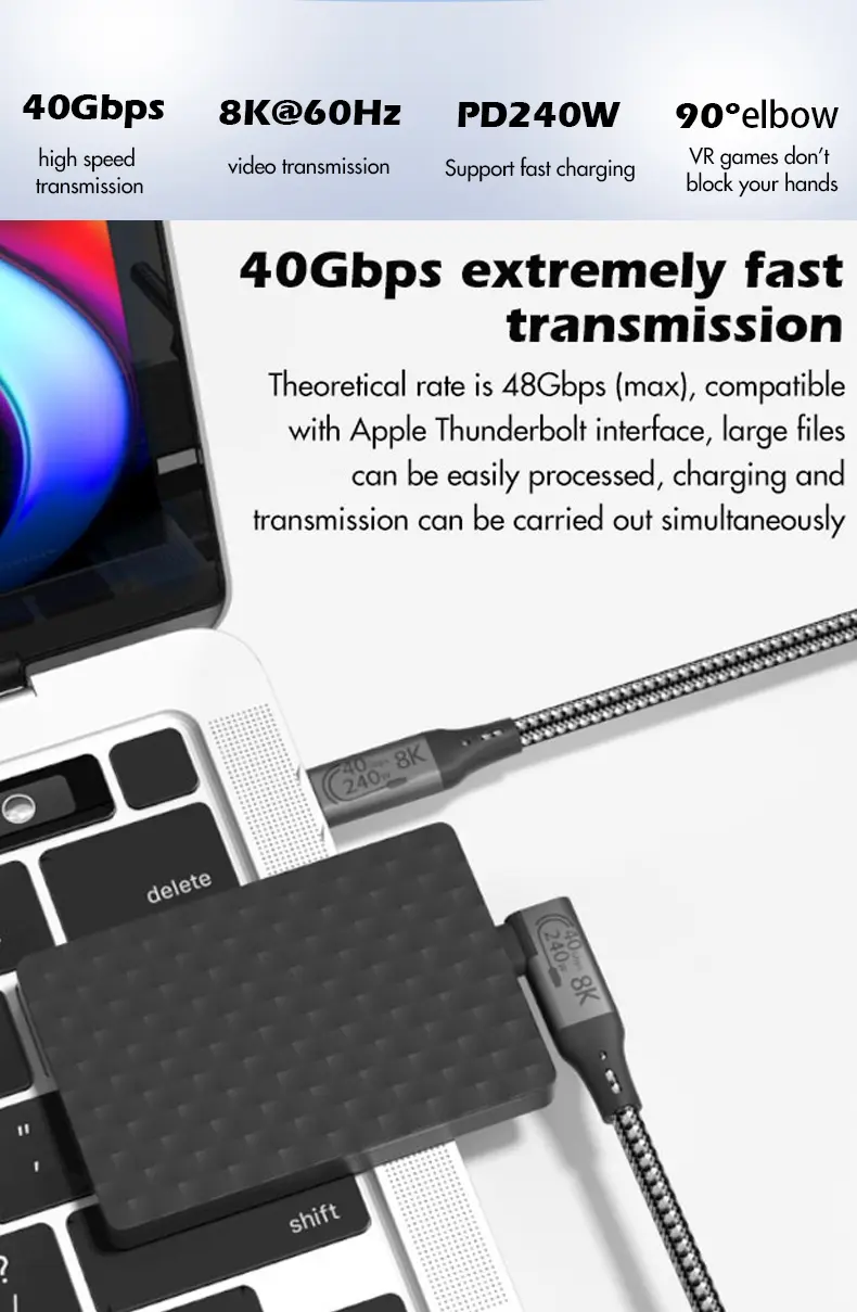 USB4 C to C Cable Fast Charge Cable (90°angle)_3