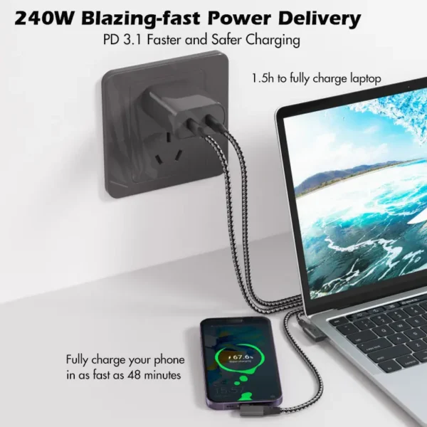 USB4 C to C Cable Fast Charge Cable (90°angle)_3