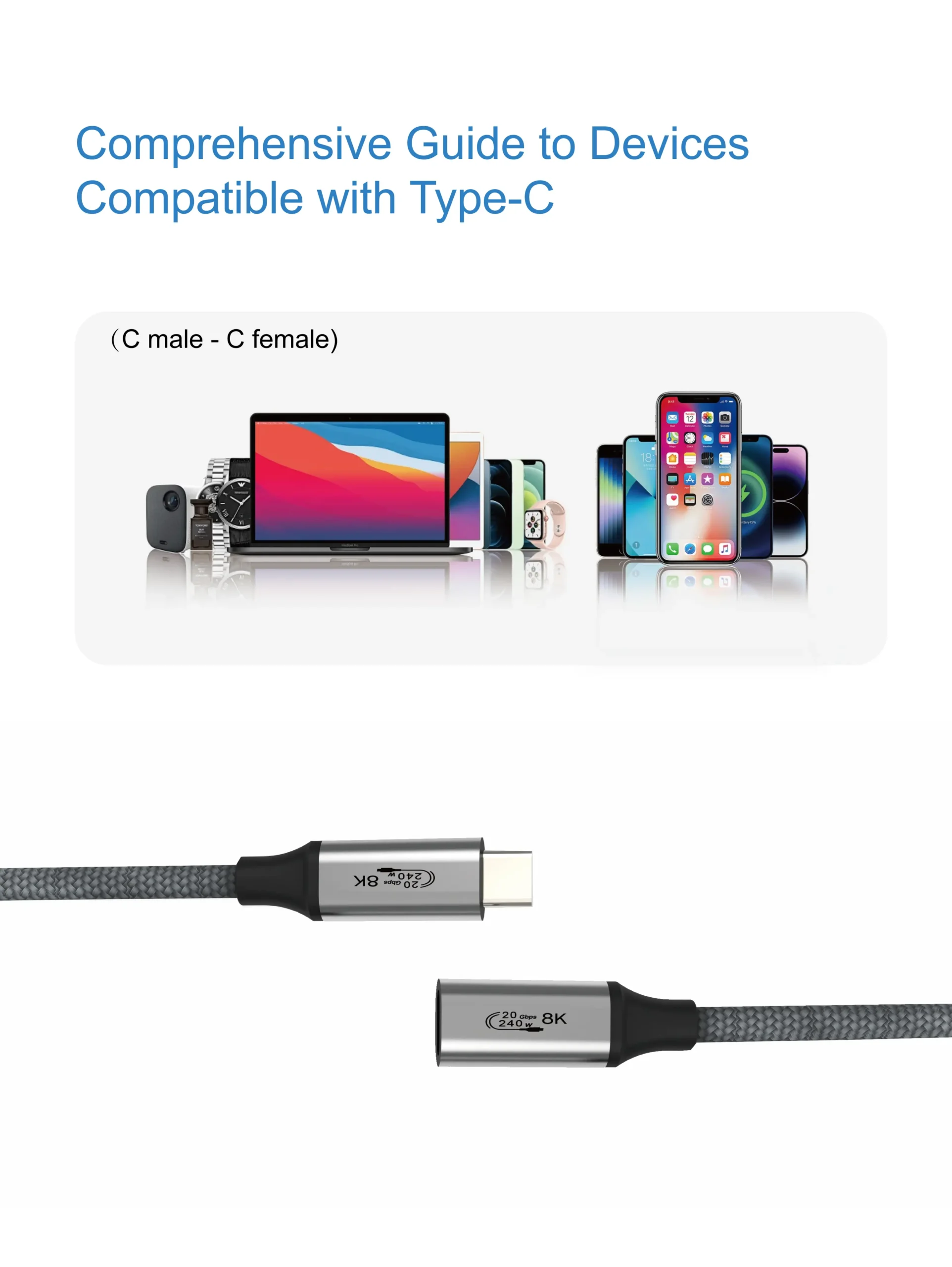 USB-C 3.2 Gen2 8K 240W C to C Data Cable (Male to Female)_05