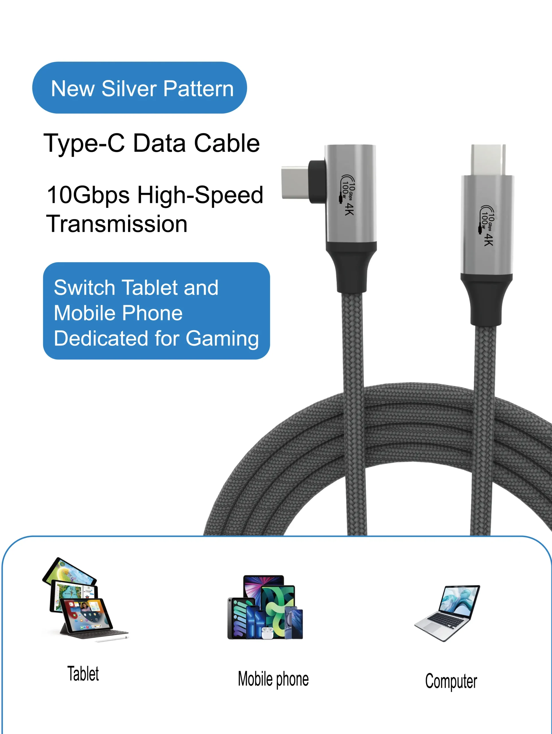 USB-C 3.1 Gen2 4K 100W C to C Data Cable (90° Degree)_03