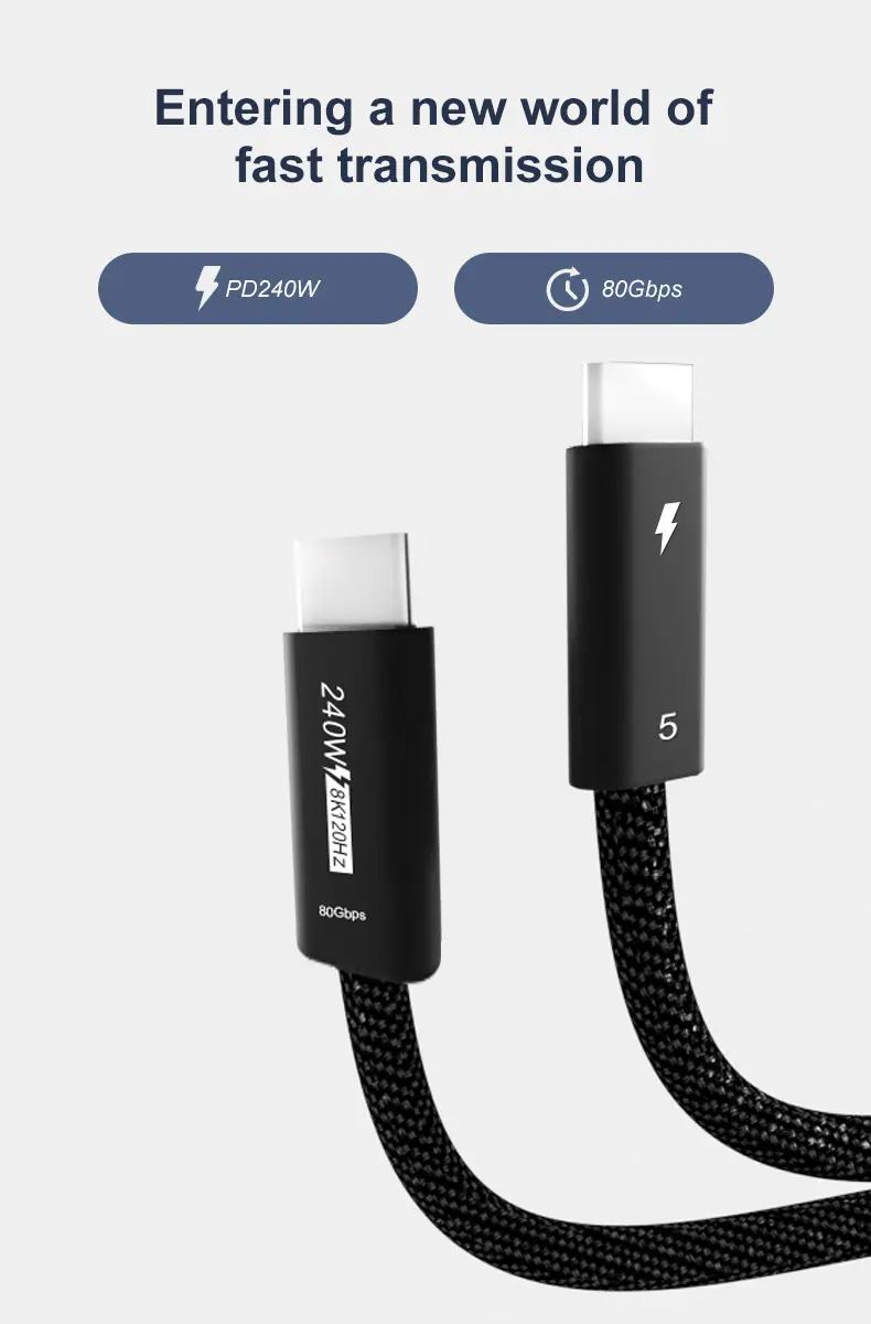 Thunderbolt5 USB 16K 240W C to C Fast Charging Cable (Twisted Pair)_3